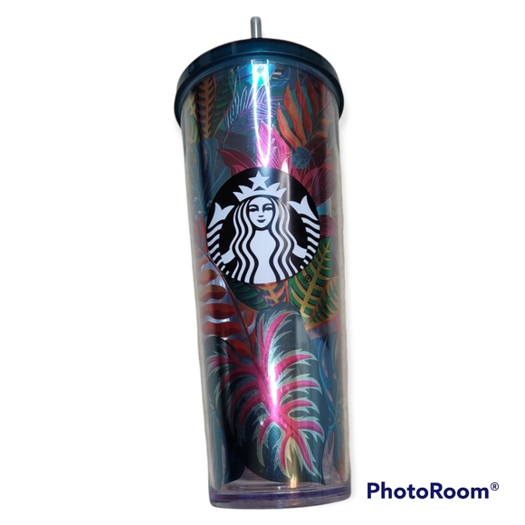 Starbucks tumbler 24 oz tropical leaves